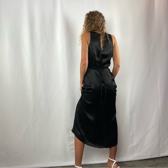 Zara Satin Cut Out Sleeveless Midi Dress in Black Size‎ Small - Picture 3 of 9